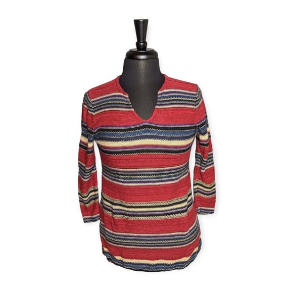 LRL Lauren Ralph Lauren Red Striped Sweater Size Small - Picture 1 of 9